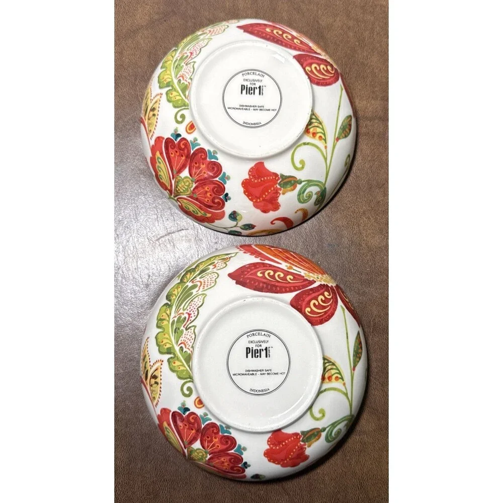 Pair (2) Pier 1 Beatrice Jacobean Soup Cereal Bowls 6.5